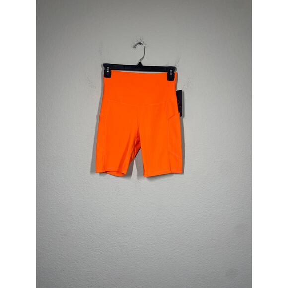 Move Theology Small Ribbed Contour Tank Shorts Workout Set Orange 2 Piece - Picture 3 of 14